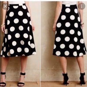 NWOT Anthropologie. HD In Paris. Size 12 Black polka dot skirt.